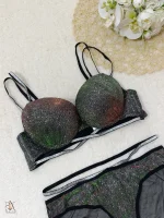 ست سوتین و شورت اسفنجی فانتزی لمه سبز قرمز